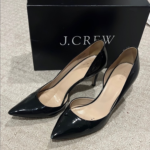 J. Crew Black Patent D’Orsay Leather Heels - Picture 1 of 8